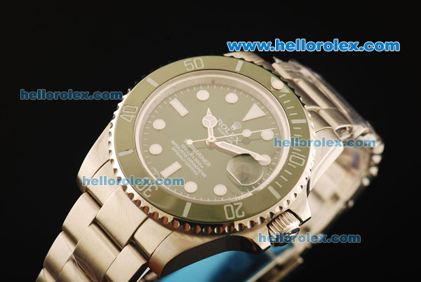 Rolex Submariner Swiss ETA 2836 Automatic Movement Steel Case with Green Dial and Green Cermaic Bezel - Click Image to Close